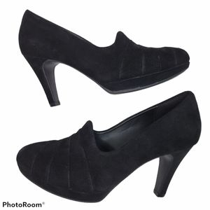Clarks | Shoes | Clarks Collection Black Suede Heels 65 | Poshmark
